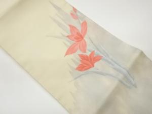 絽花葉模様織出し名古屋帯